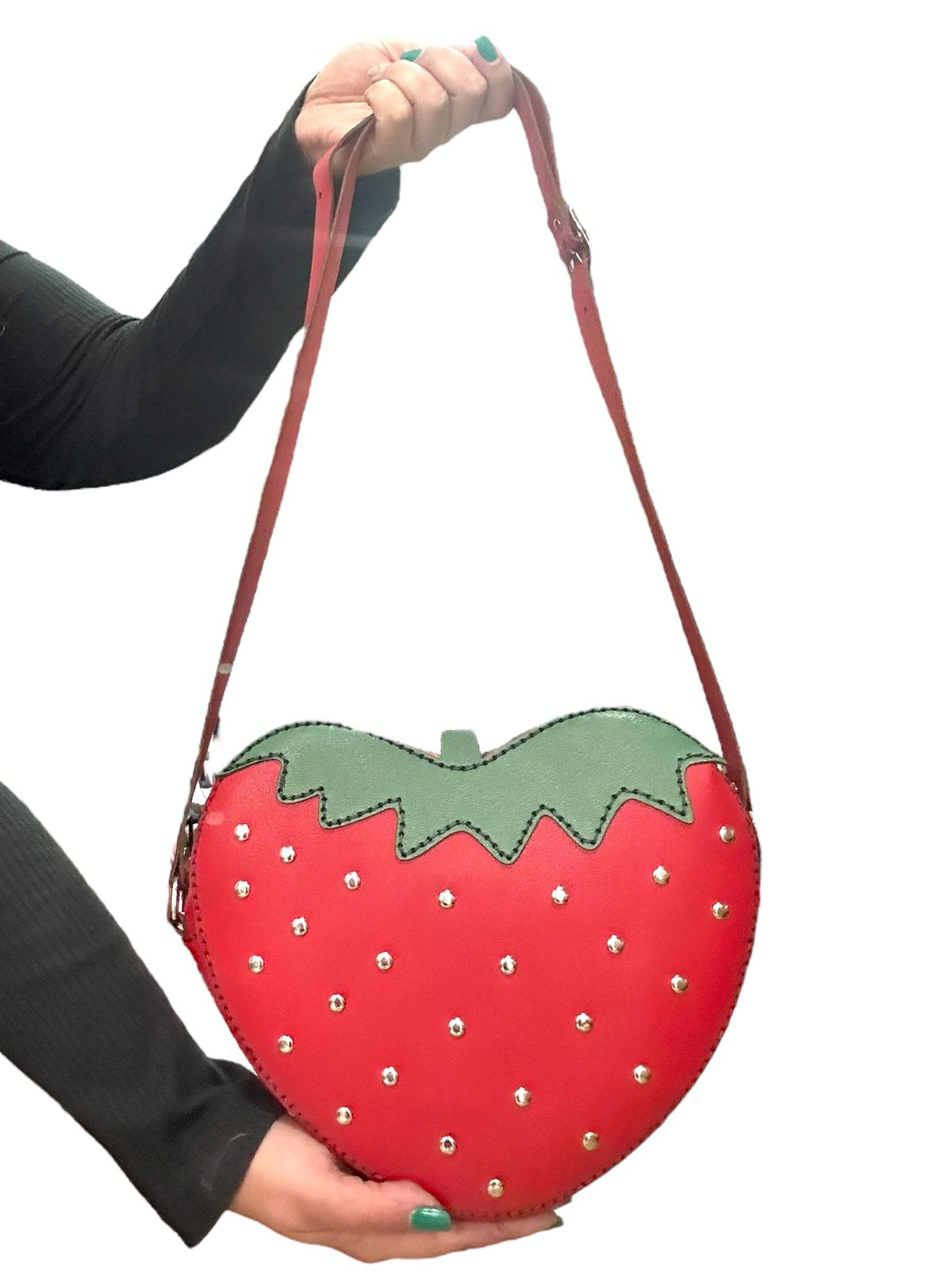 🍓Bolsa Morango em Couro LegĂtimo – Bolsa Feminina Divertida, Feita Ă MĂŁo