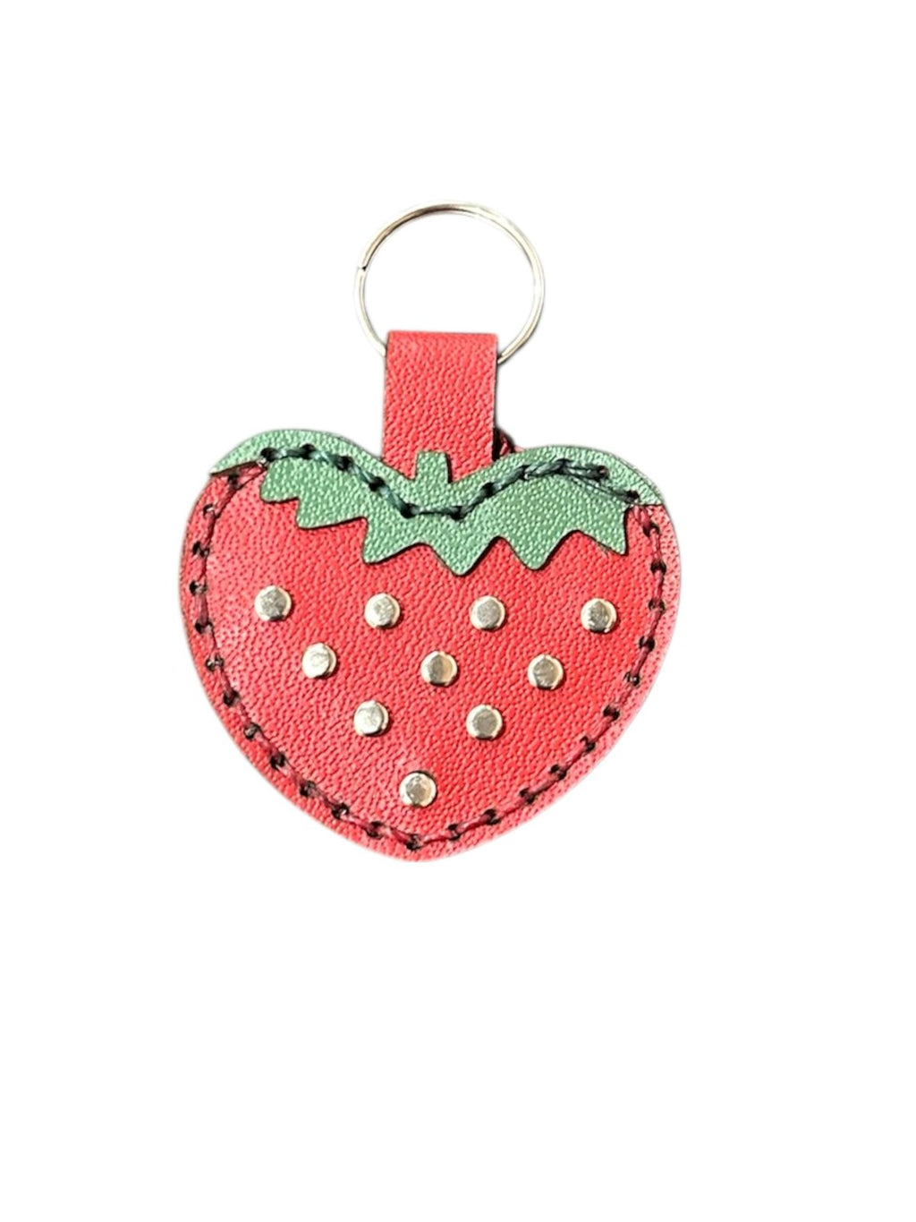 🍓 Chaveiro Morango em Couro Legítimo – Feito à Mão
