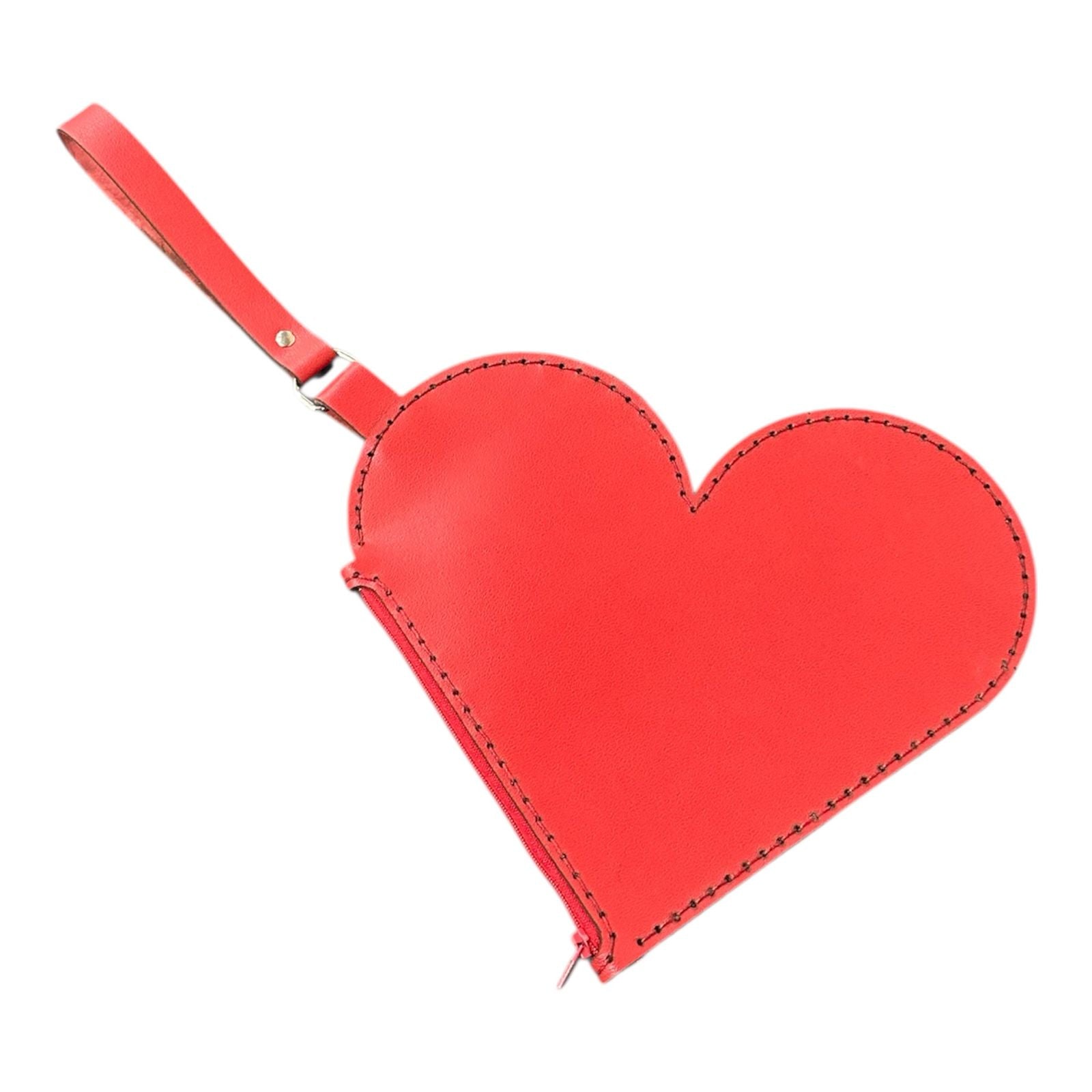 Clutch Coração em Couro Legítimo – Disponível em Vermelho ou Preto, 25 × 25 cm