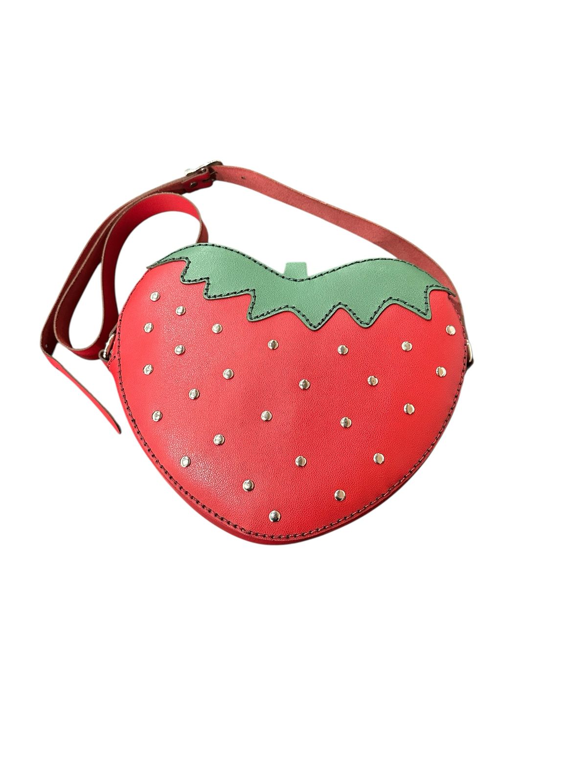 🍓Bolsa Morango em Couro Legítimo – Bolsa Feminina Divertida, Feita à Mão